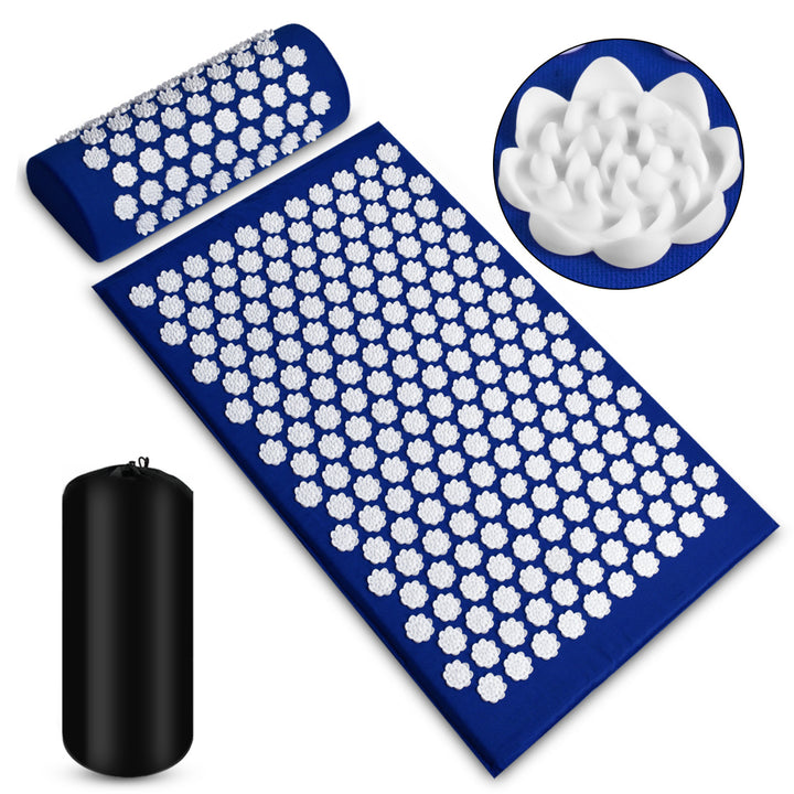 Premium Acupressure Massage Mat – Stress Relief & Back Pain Relief – Yoga Mat with Spikes, Pillow & Portable Design for Relaxation and Acupuncture Therapy