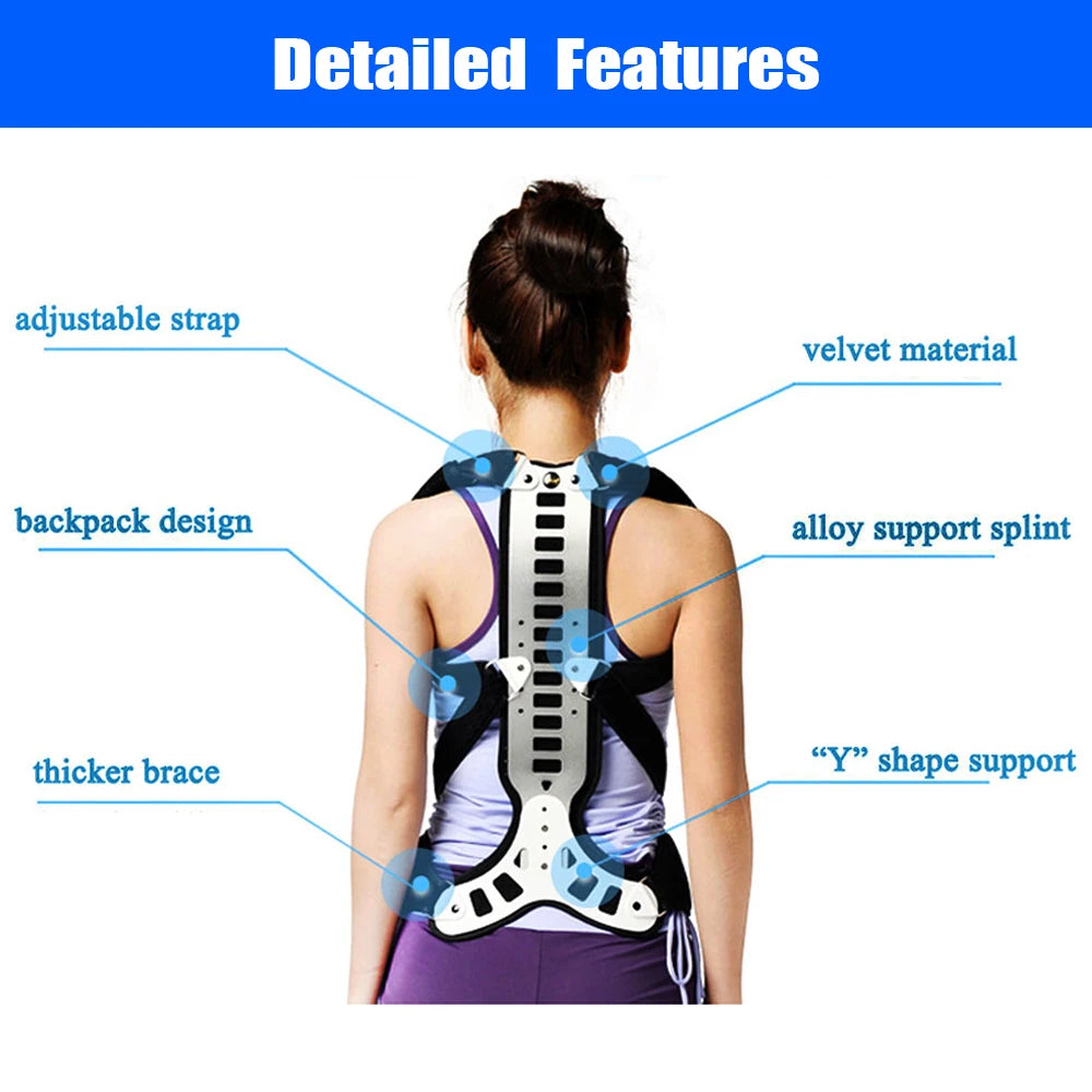 Premium Adjustable Back Brace Posture Corrector for Scoliosis & Hunchback Relief, Pain Relief, Lightweight & Breathable Design, Unisex Sizes S-XL
