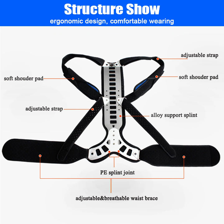 Premium Adjustable Back Brace Posture Corrector for Scoliosis & Hunchback Relief, Pain Relief, Lightweight & Breathable Design, Unisex Sizes S-XL
