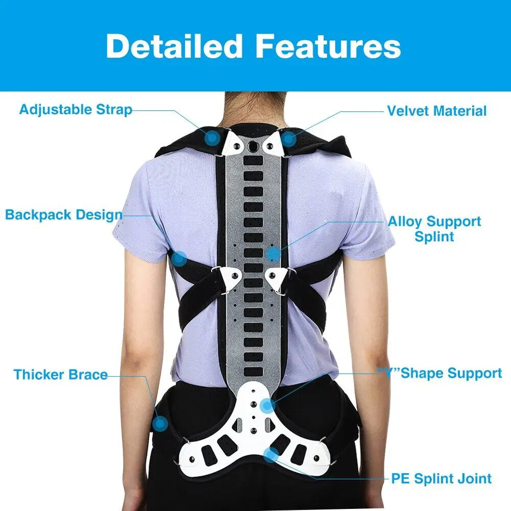 Premium Adjustable Back Brace Posture Corrector for Scoliosis & Hunchback Relief, Pain Relief, Lightweight & Breathable Design, Unisex Sizes S-XL