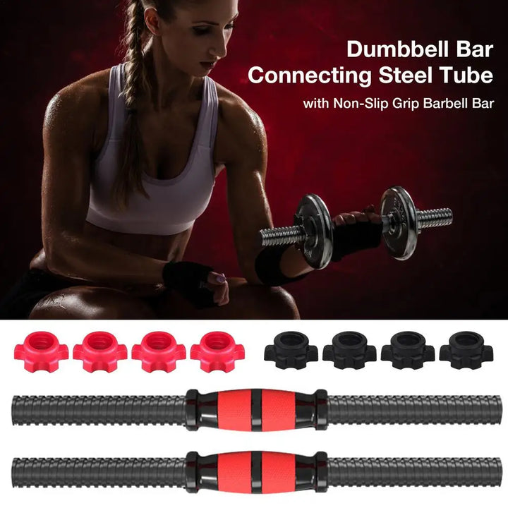 Premium Adjustable Dumbbell Rod Set – Portable Barbell Lifting, Easy to Install, Non-Slip Foam Grip, PVC Plastic Nuts, Versatile Strength Training for Home Gym, 35-55cm