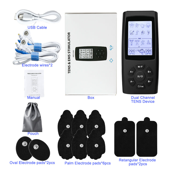 Premium Adjustable Electric Muscle Massager - Slimming Machine with 24 Modes, Rechargeable Design, and Intensity Control for Effective Body Massage, Black and Silver