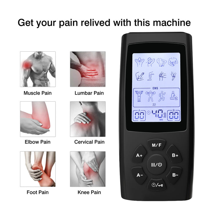 Premium Adjustable Electric Muscle Massager - Slimming Machine with 24 Modes, Rechargeable Design, and Intensity Control for Effective Body Massage, Black and Silver