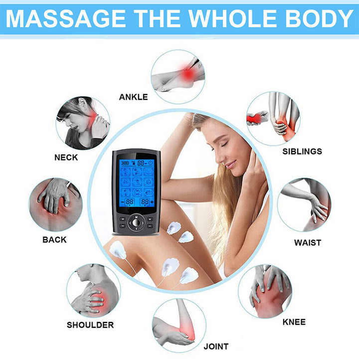 Premium Adjustable Electric Muscle Massager - Slimming Machine with 24 Modes, Rechargeable Design, and Intensity Control for Effective Body Massage, Black and Silver
