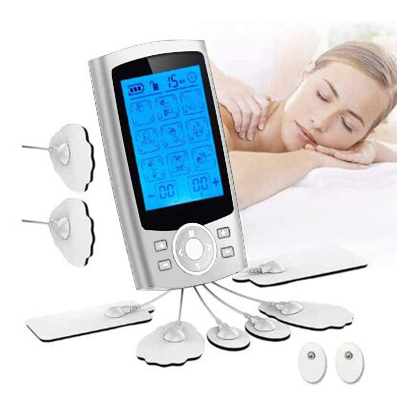 Premium Adjustable Electric Muscle Massager - Slimming Machine with 24 Modes, Rechargeable Design, and Intensity Control for Effective Body Massage, Black and Silver
