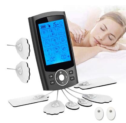 Premium Adjustable Electric Muscle Massager - Slimming Machine with 24 Modes, Rechargeable Design, and Intensity Control for Effective Body Massage, Black and Silver