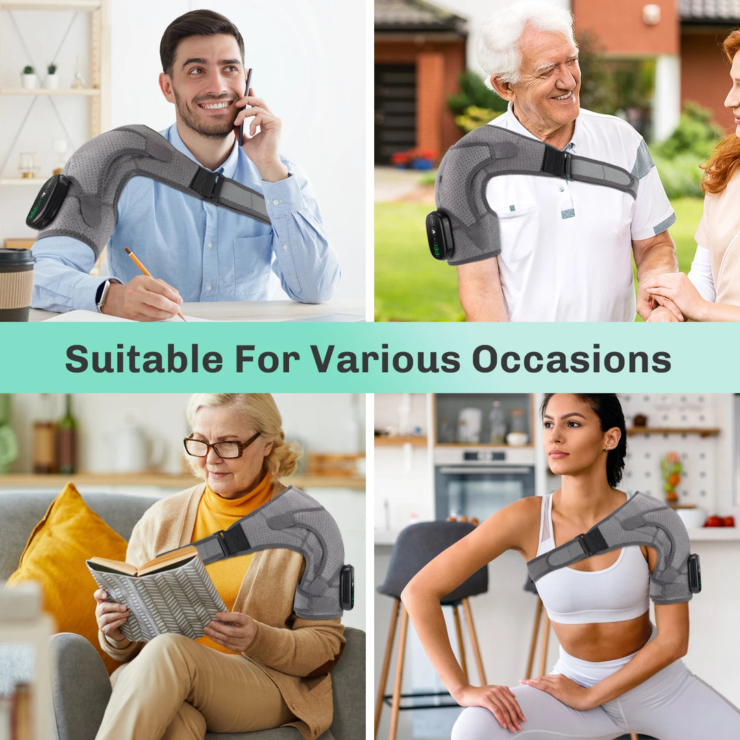 Premium Adjustable Heated Shoulder Brace – Electric Vibration Compression Wrap for Left and Right Shoulder Support