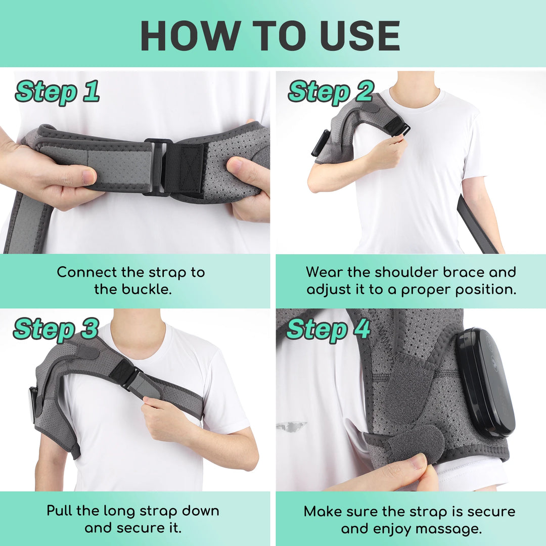 Premium Adjustable Heated Shoulder Brace – Electric Vibration Compression Wrap for Left and Right Shoulder Support