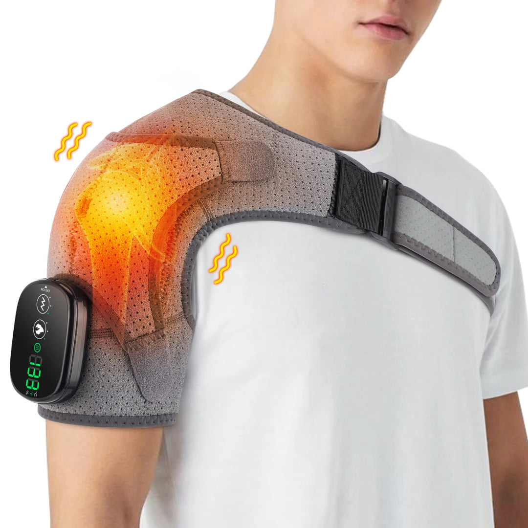 Premium Adjustable Heated Shoulder Brace – Electric Vibration Compression Wrap for Left and Right Shoulder Support