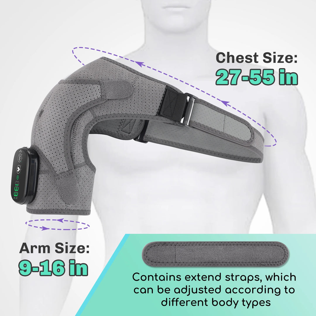 Premium Adjustable Heated Shoulder Brace – Electric Vibration Compression Wrap for Left and Right Shoulder Support