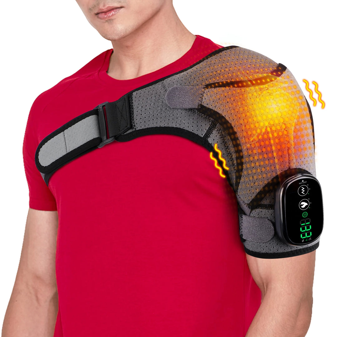Premium Adjustable Heated Shoulder Brace – Electric Vibration Compression Wrap for Left and Right Shoulder Support