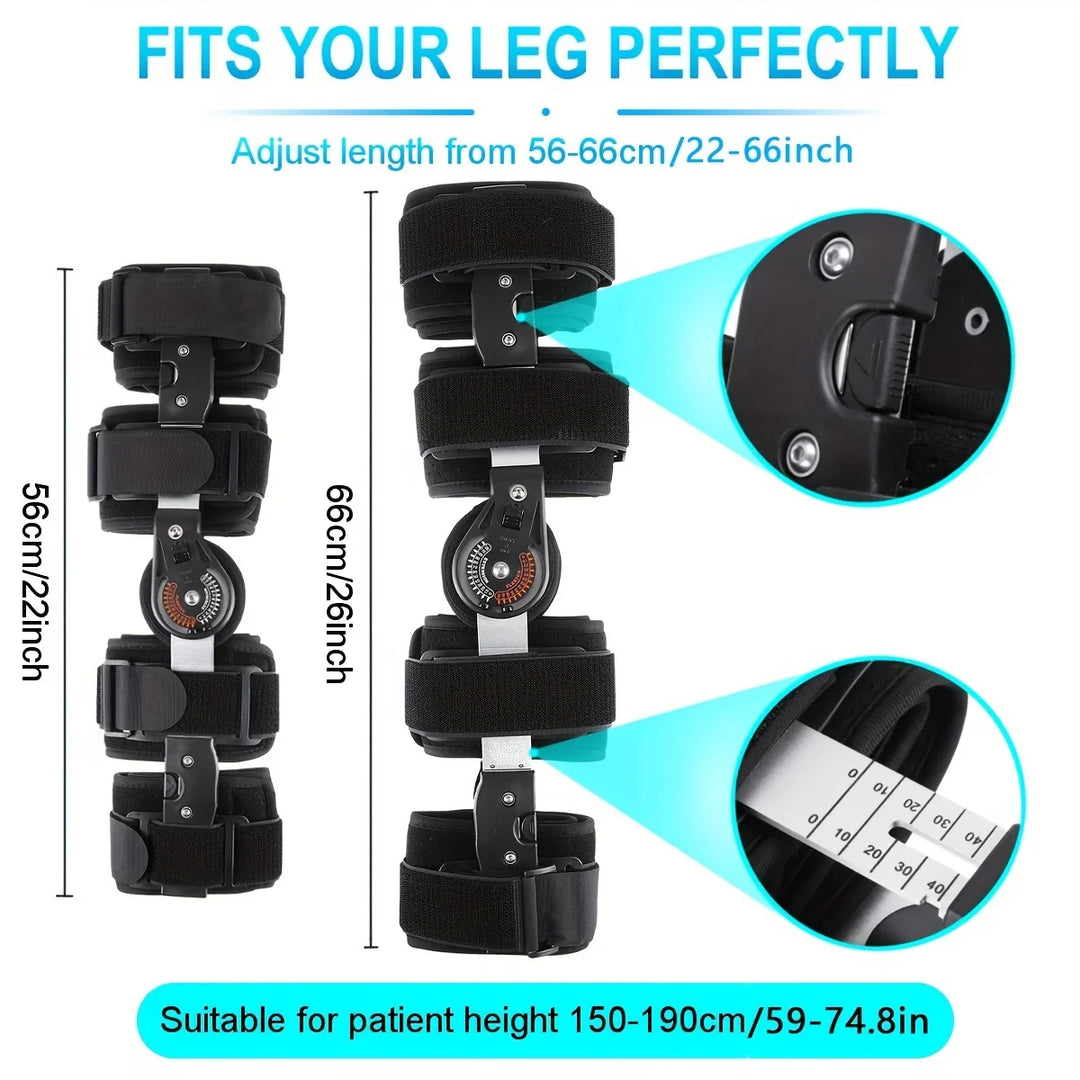 Premium Adjustable Hinged Knee Brace – Button Lock Support with 0 to 120 Degree Range of Motion Control