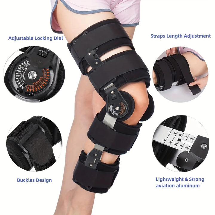 Premium Adjustable Hinged Knee Brace – Button Lock Support with 0 to 120 Degree Range of Motion Control