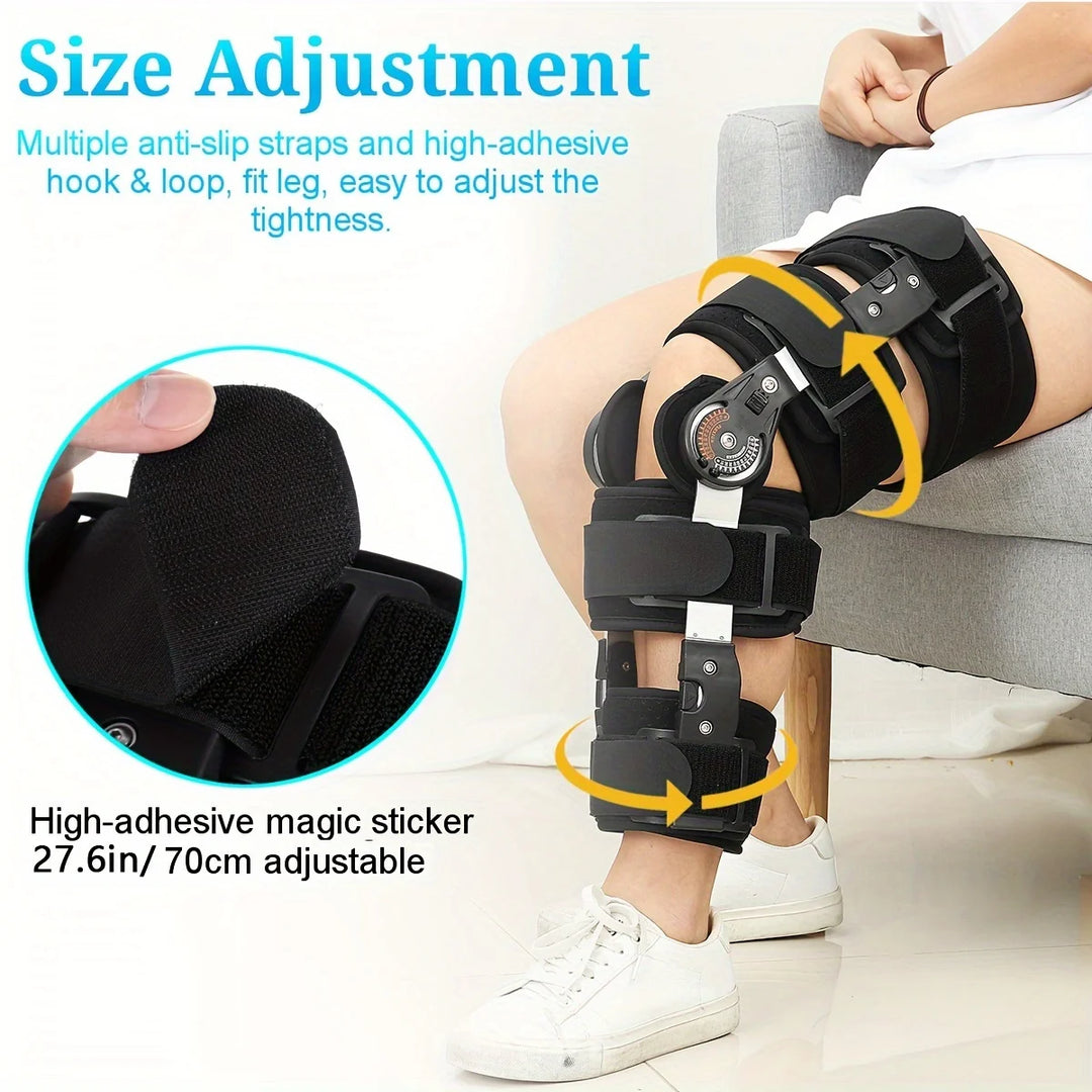 Premium Adjustable Hinged Knee Brace – Button Lock Support with 0 to 120 Degree Range of Motion Control