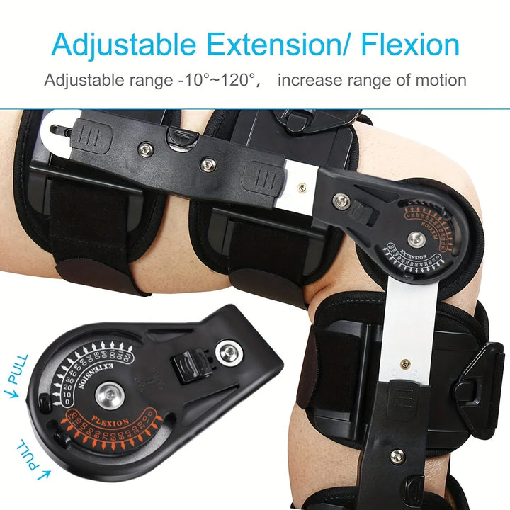 Premium Adjustable Hinged Knee Brace – Button Lock Support with 0 to 120 Degree Range of Motion Control