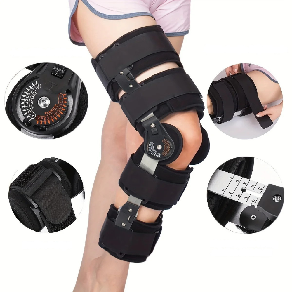 Premium Adjustable Hinged Knee Brace – Button Lock Support with 0 to 120 Degree Range of Motion Control
