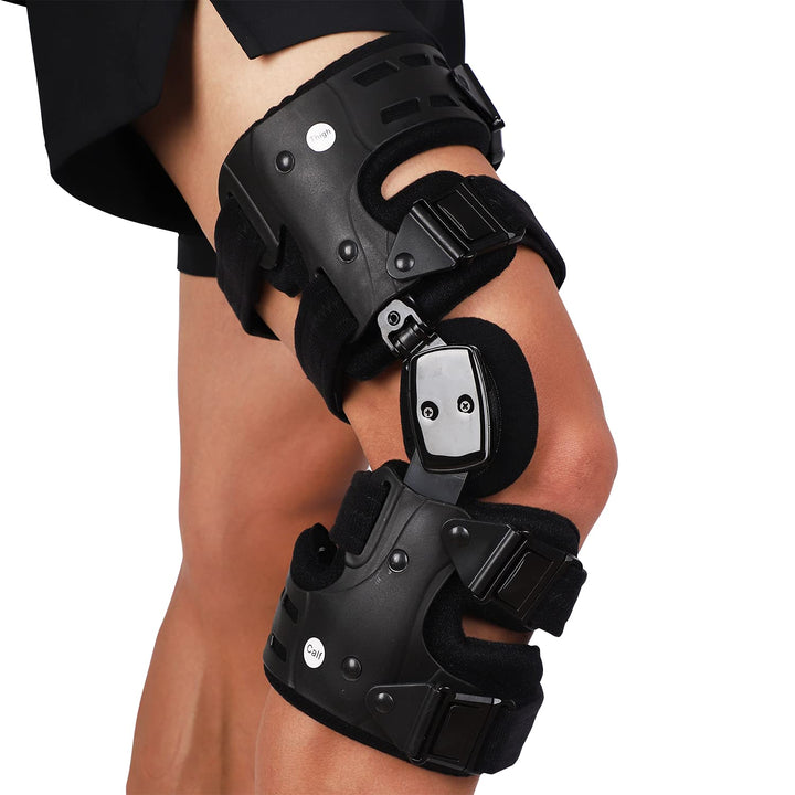 Premium Adjustable Hinged Knee Brace for Postoperative Recovery, ROM Immobilizer for ACL, MCL, Meniscus Tear, and Ligament Injuries - Left/Right Leg Support