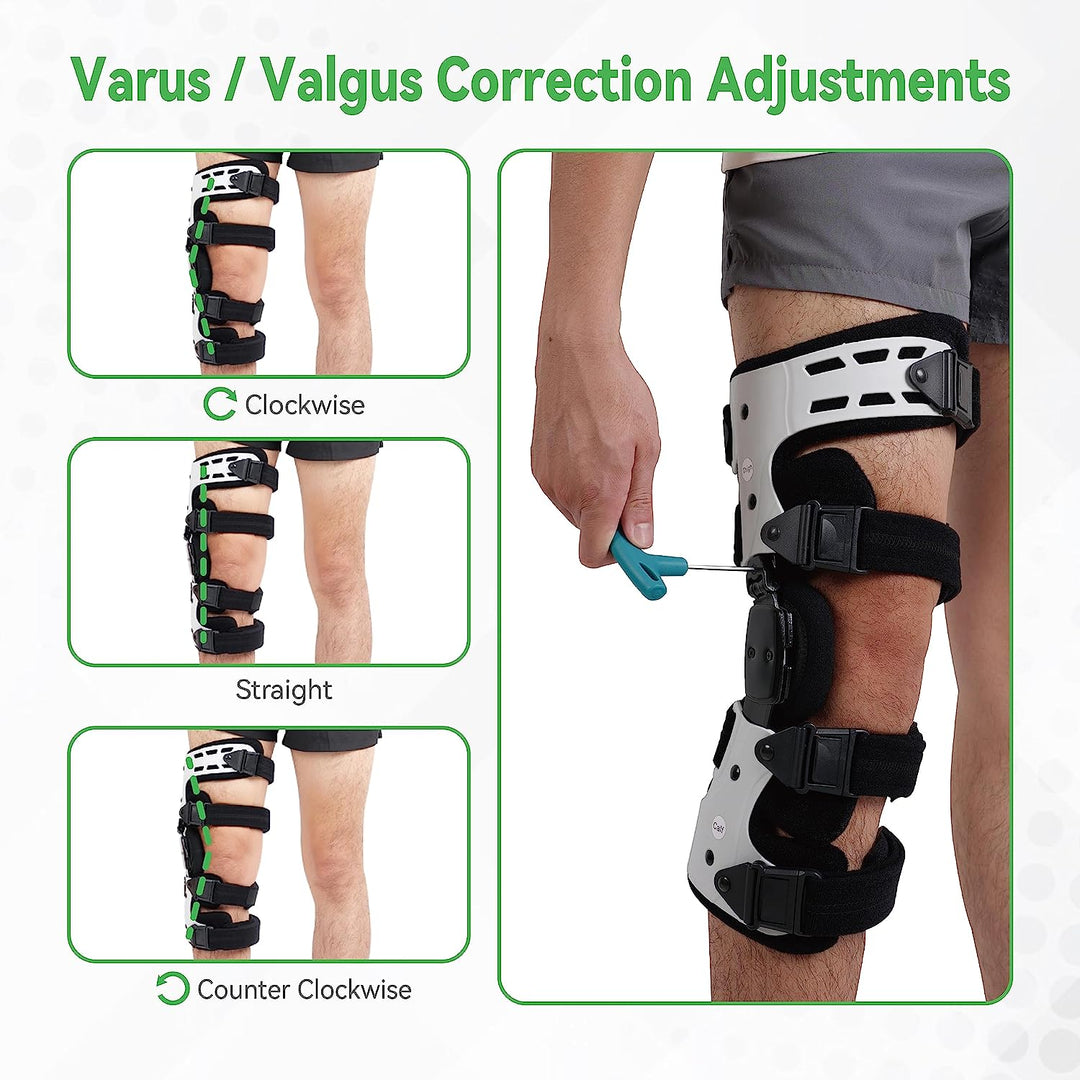 Premium Adjustable Hinged Knee Brace for Postoperative Recovery, ROM Immobilizer for ACL, MCL, Meniscus Tear, and Ligament Injuries - Left/Right Leg Support