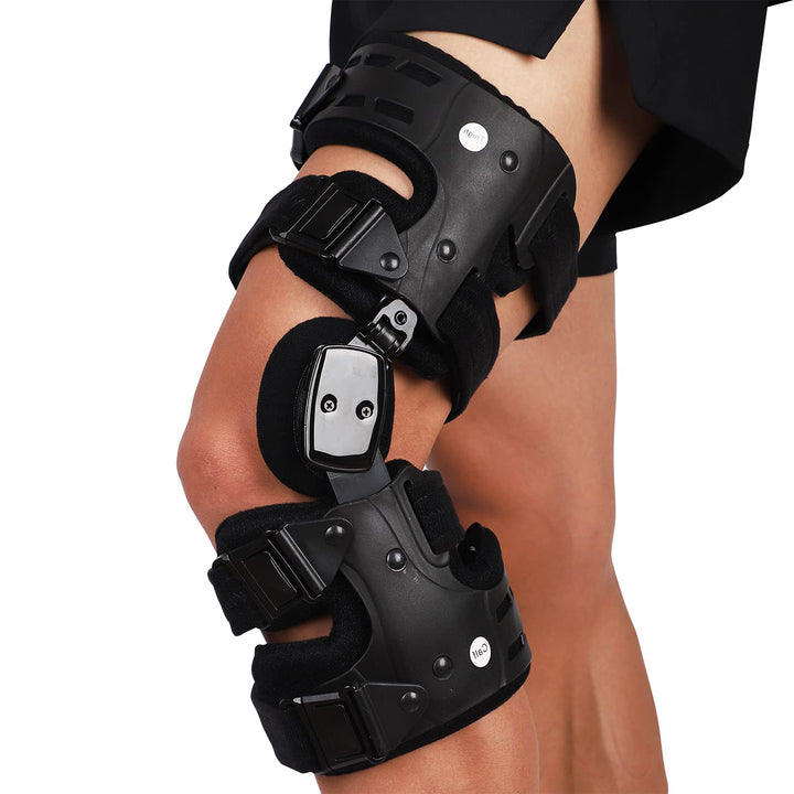Premium Adjustable Hinged Knee Brace for Postoperative Recovery, ROM Immobilizer for ACL, MCL, Meniscus Tear, and Ligament Injuries - Left/Right Leg Support