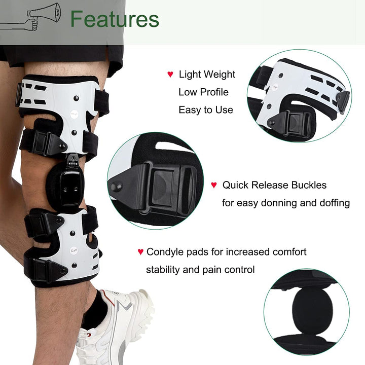 Premium Adjustable Hinged Knee Brace for Postoperative Recovery, ROM Immobilizer for ACL, MCL, Meniscus Tear, and Ligament Injuries - Left/Right Leg Support