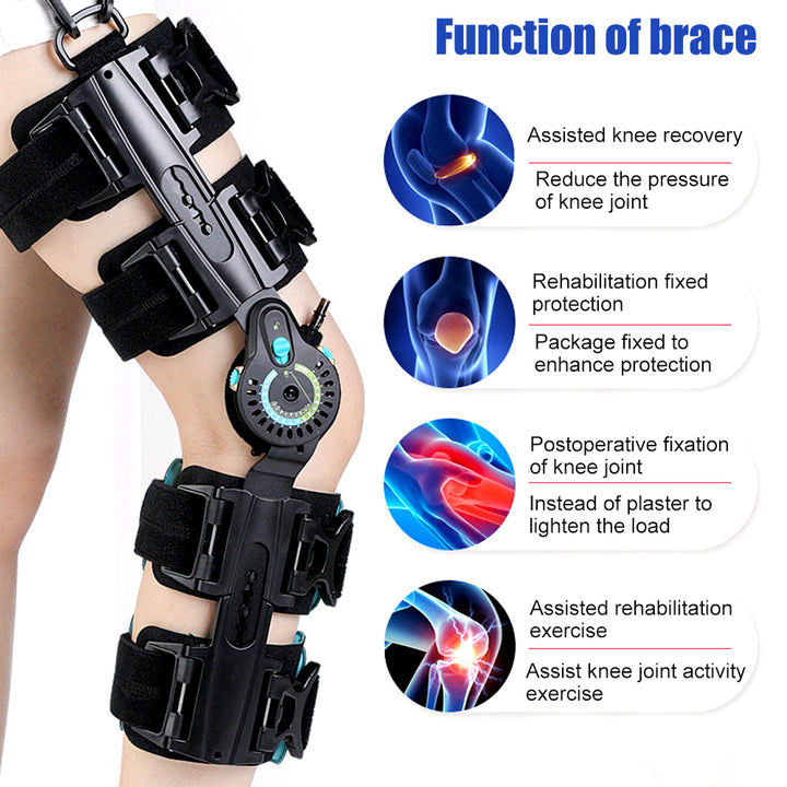 Premium Adjustable Hinged Knee Brace for Postoperative Recovery, ROM Immobilizer for ACL, MCL, Meniscus Tear, and Ligament Injuries - Left/Right Leg Support