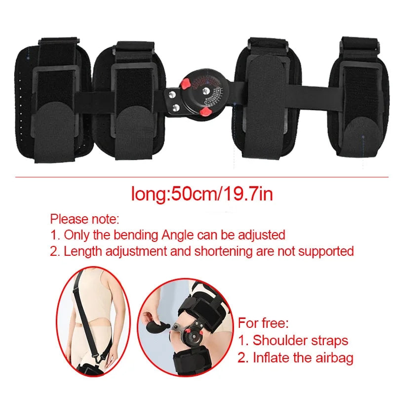 Premium Adjustable Hinged Knee Brace for Postoperative Recovery, ROM Immobilizer for ACL, MCL, Meniscus Tear, and Ligament Injuries - Left/Right Leg Support
