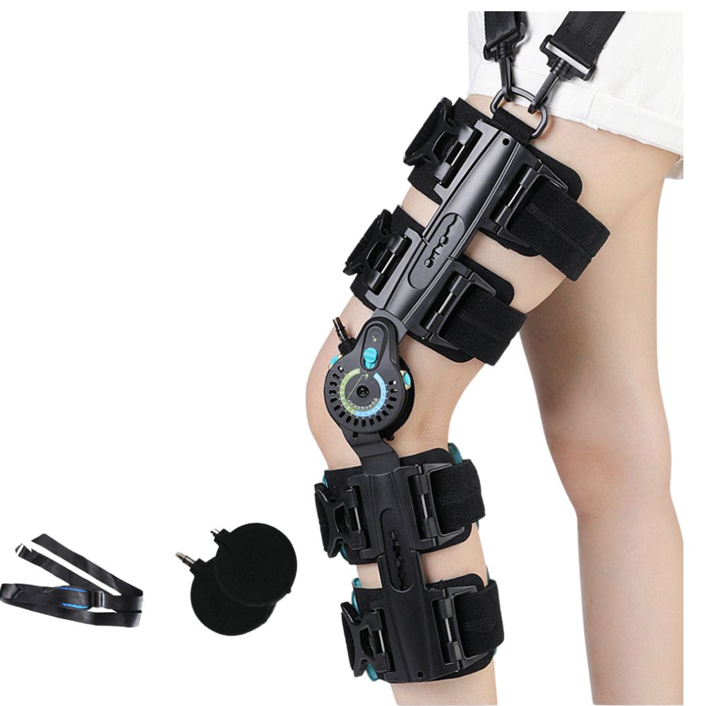 Premium Adjustable Hinged Knee Brace for Postoperative Recovery, ROM Immobilizer for ACL, MCL, Meniscus Tear, and Ligament Injuries - Left/Right Leg Support