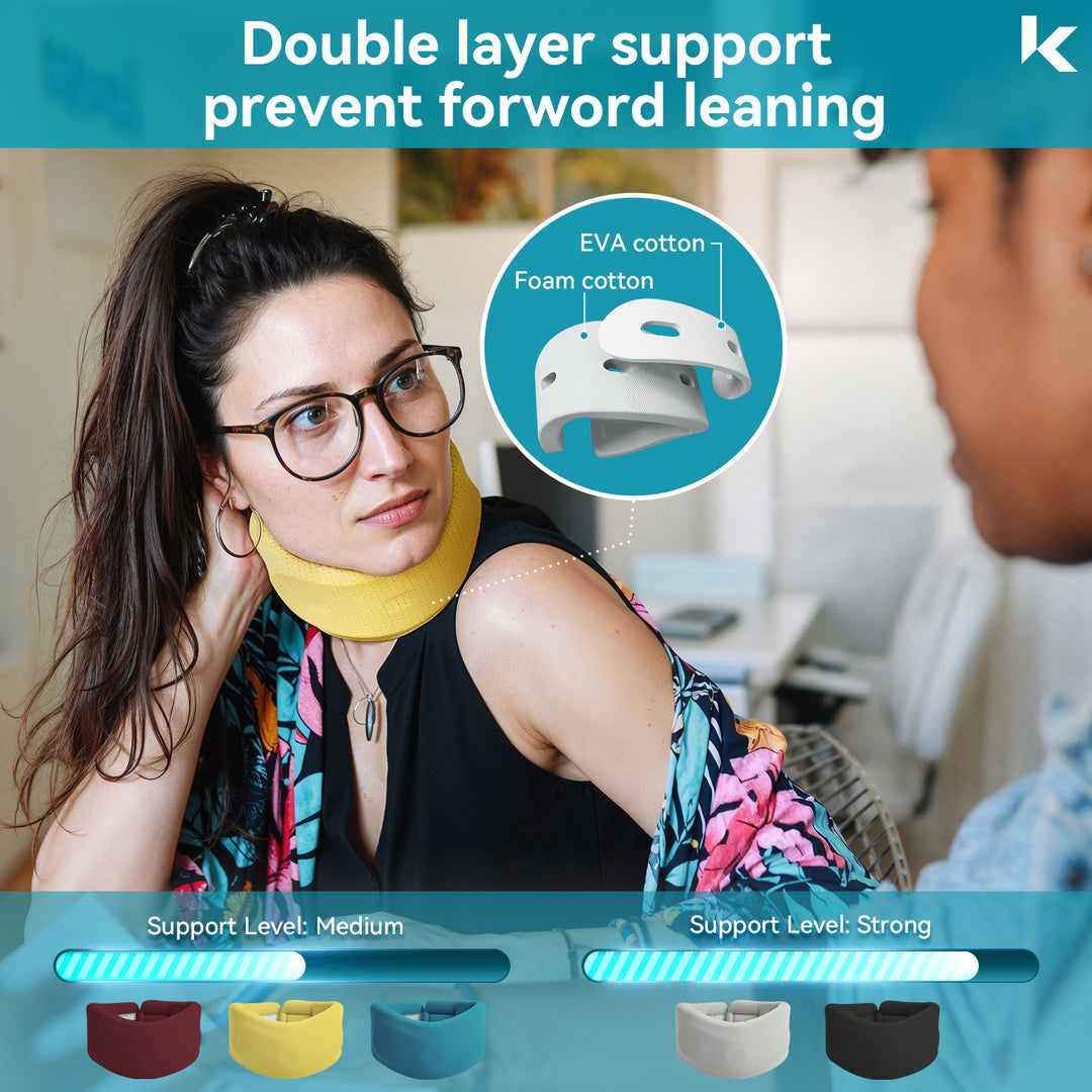 Premium Adjustable Neck Brace Foam Cervical Collar for Pain Relief, Comfortable Support for Home Use and Sleeping, Various Sizes S-XL