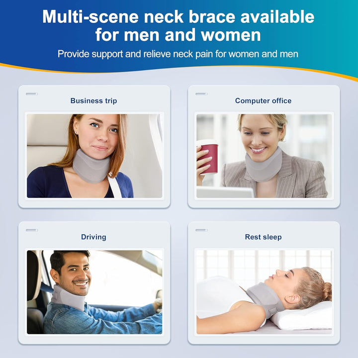 Premium Adjustable Neck Brace Foam Cervical Collar for Pain Relief, Comfortable Support for Home Use and Sleeping, Various Sizes S-XL