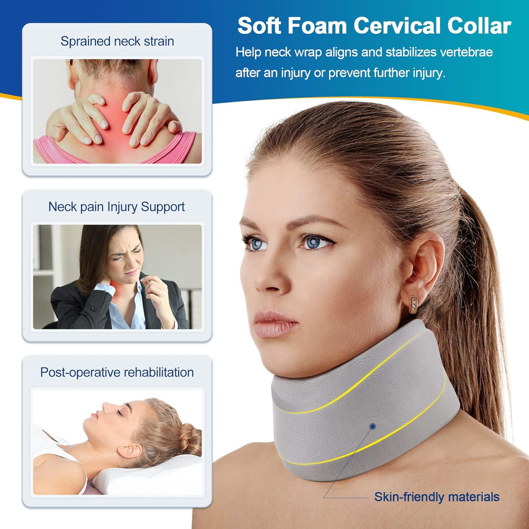 Premium Adjustable Neck Brace Foam Cervical Collar for Pain Relief, Comfortable Support for Home Use and Sleeping, Various Sizes S-XL