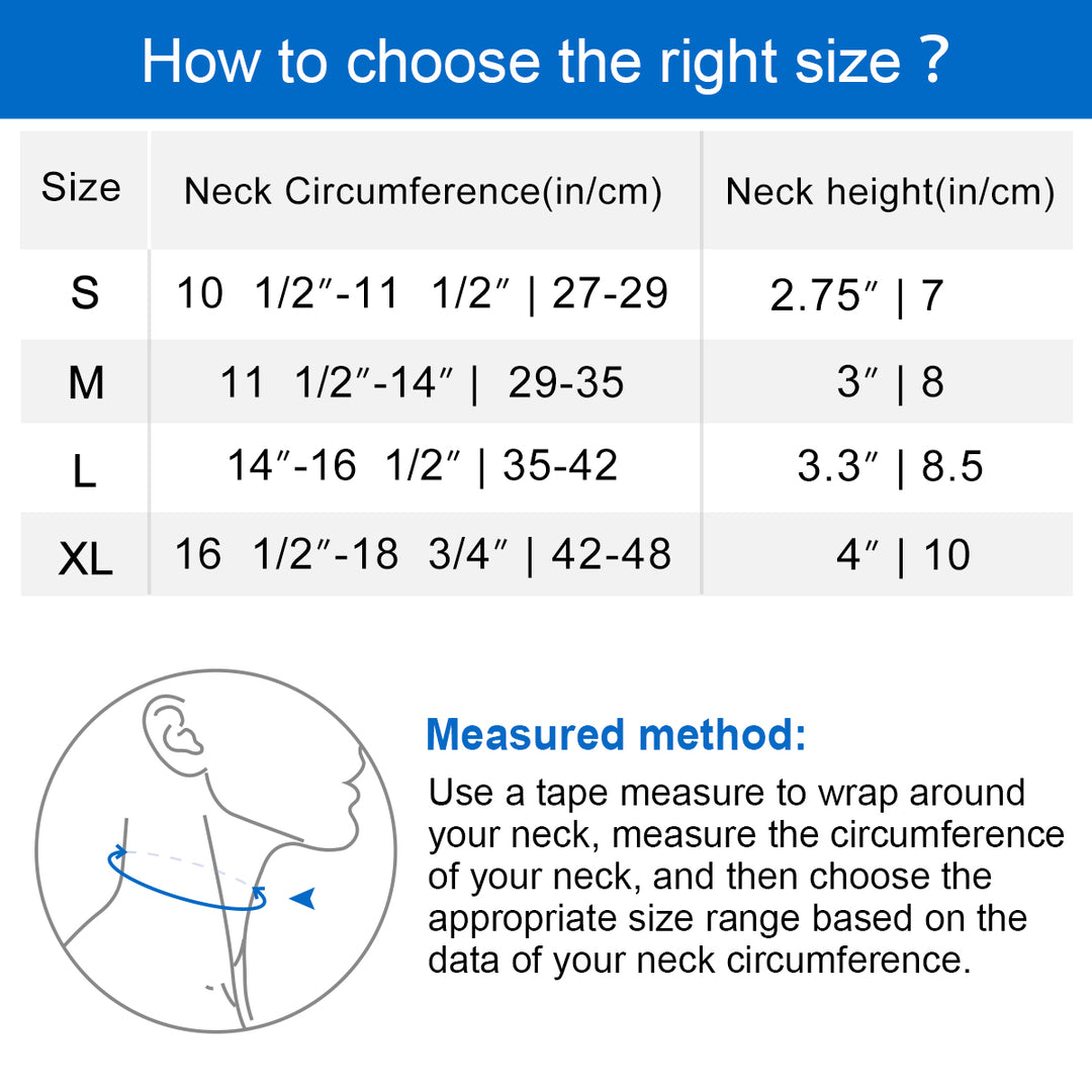 Premium Adjustable Neck Brace Foam Cervical Collar for Pain Relief, Comfortable Support for Home Use and Sleeping, Various Sizes S-XL