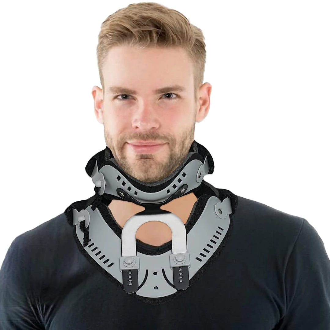 Premium Adjustable Neck Brace Support Orthosis for Pain Relief, Ergonomic Cervical Collar with 360° Sponge Wrap and Traction for Spine Alignment, Comfortable Fixable Posture Corrector