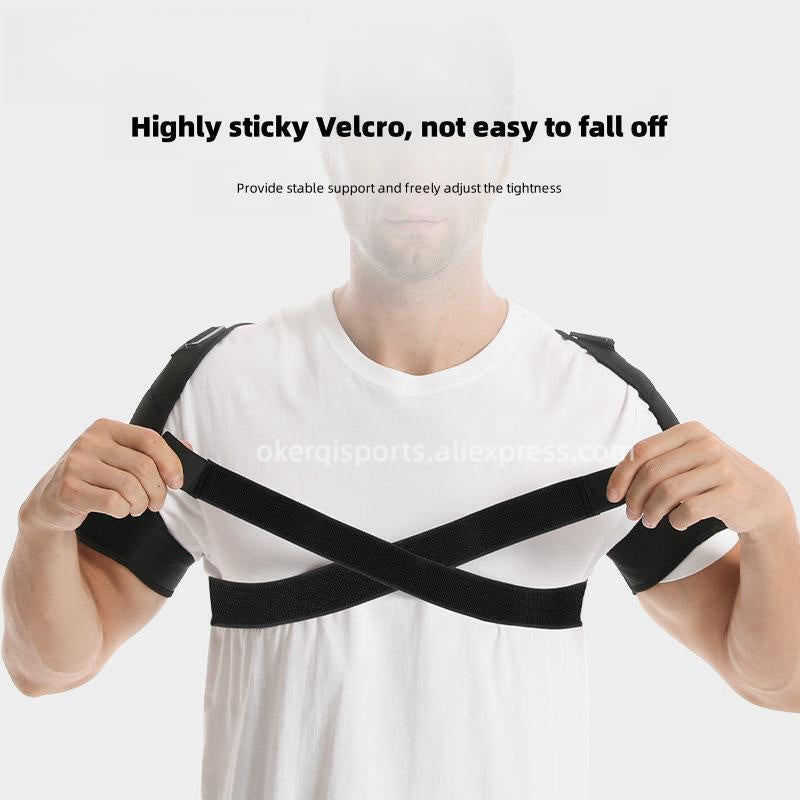 Premium Adjustable Shoulder Brace for Sports, Back Pain Relief, Compression Support, Double Bandage Strap, Lightweight Polyester Fiber, Multiple Sizes Available (S/M, L/XL, XXL/XXXL)