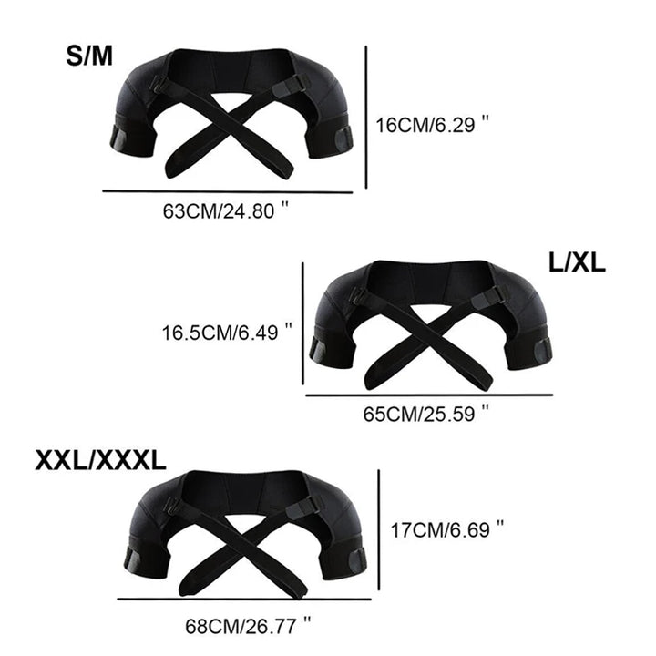 Premium Adjustable Shoulder Brace for Sports, Back Pain Relief, Compression Support, Double Bandage Strap, Lightweight Polyester Fiber, Multiple Sizes Available (S/M, L/XL, XXL/XXXL)