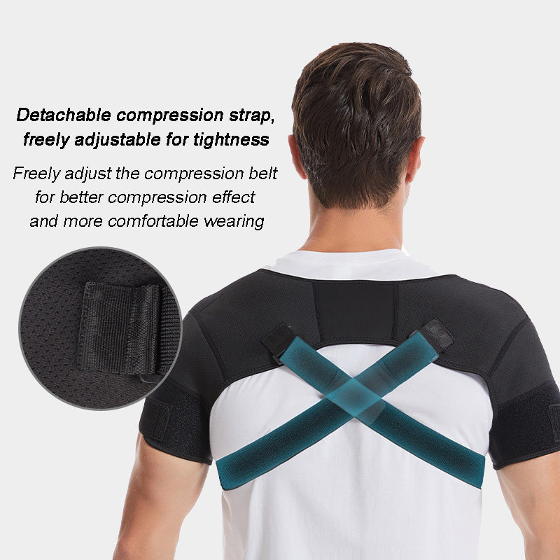 Premium Adjustable Shoulder Brace for Sports, Back Pain Relief, Compression Support, Double Bandage Strap, Lightweight Polyester Fiber, Multiple Sizes Available (S/M, L/XL, XXL/XXXL)