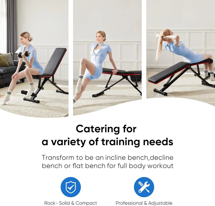 Premium Adjustable Weight Bench for Home Gym – Foldable Incline Decline Flat Workout Bench with 795 lb Capacity