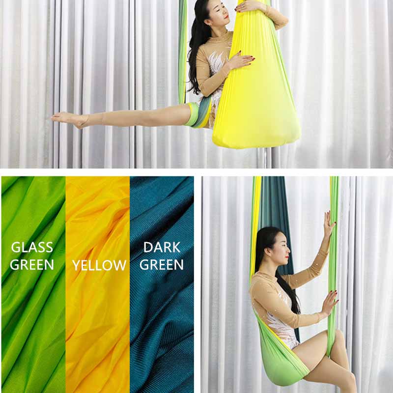 Premium Aerial Silks Yoga Hammock – Gradient Color Anti-Gravity Swing for Flying Yoga, Low Stretch Fabric, Available in 4-7M Sizes, Ideal for Stretching and Fitness