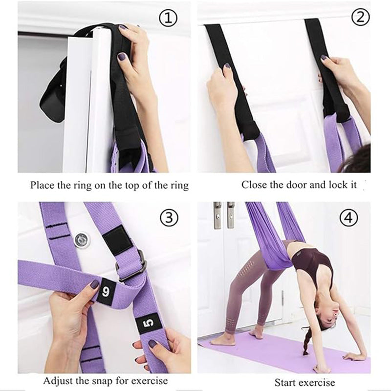 Premium Aerial Yoga Belt – Durable Inversion Trainer for Yoga, Fitness, and Stretching, Thick Elastic Design for Safe Split & Waist Flexibility Training, Ideal for Adults, Kids & Seniors