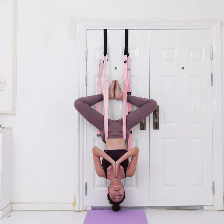 Premium Aerial Yoga Strap – Adjustable Stretching & Inversion Belt for Leg Splits, Flexibility Training, with Metal Buckle – Available in Green, Purple, Pink