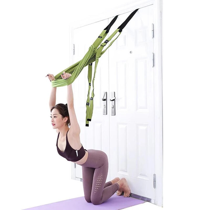 Premium Aerial Yoga Strap – Adjustable Stretching & Inversion Belt for Leg Splits, Flexibility Training, with Metal Buckle – Available in Green, Purple, Pink