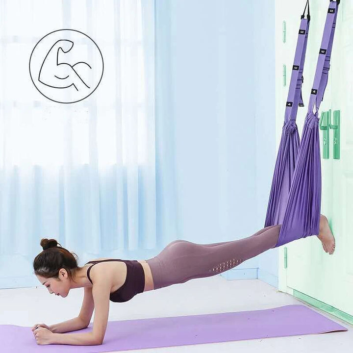 Premium Aerial Yoga Strap – Adjustable Stretching & Inversion Belt for Leg Splits, Flexibility Training, with Metal Buckle – Available in Green, Purple, Pink