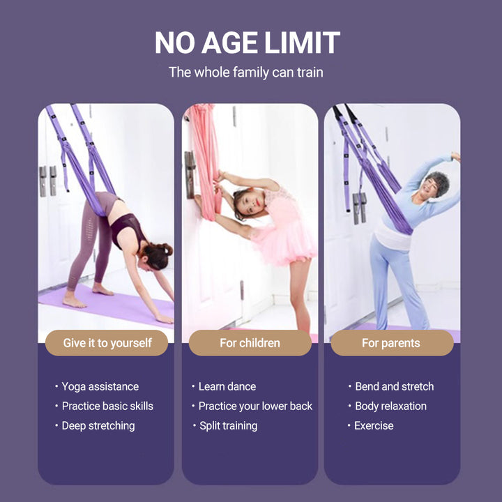Premium Aerial Yoga Strap – Adjustable Stretching & Inversion Belt for Leg Splits, Flexibility Training, with Metal Buckle – Available in Green, Purple, Pink