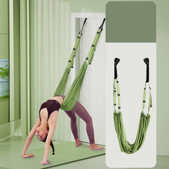 Premium Aerial Yoga Strap – Adjustable Stretching & Inversion Belt for Leg Splits, Flexibility Training, with Metal Buckle – Available in Green, Purple, Pink