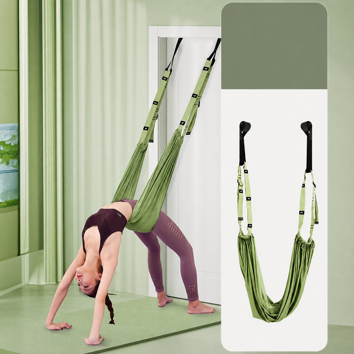 Premium Aerial Yoga Strap – Adjustable Stretching & Inversion Belt for Leg Splits, Flexibility Training, with Metal Buckle – Available in Green, Purple, Pink