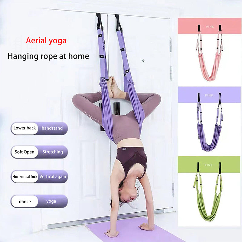 Premium Aerial Yoga Strap – Adjustable Stretching & Inversion Belt for Leg Splits, Flexibility Training, with Metal Buckle – Available in Green, Purple, Pink