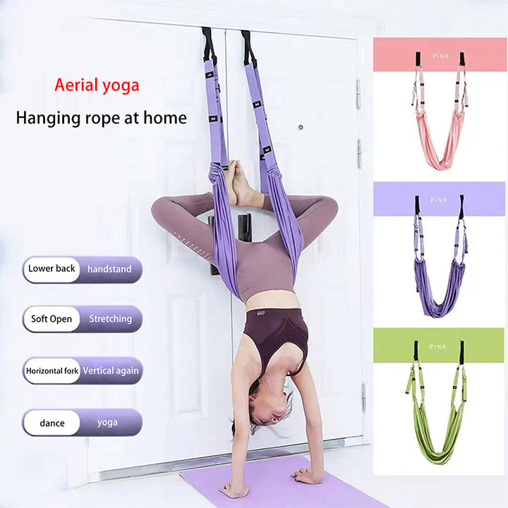 Premium Aerial Yoga Strap – Adjustable Stretching & Inversion Belt for Leg Splits, Flexibility Training, with Metal Buckle – Available in Green, Purple, Pink