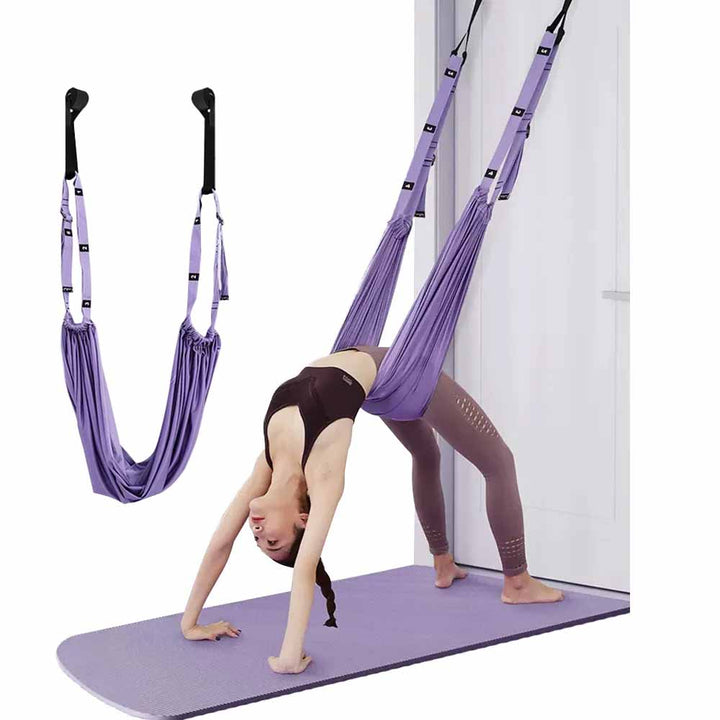 Premium Aerial Yoga Strap – Adjustable Stretching & Inversion Belt for Leg Splits, Flexibility Training, with Metal Buckle – Available in Green, Purple, Pink