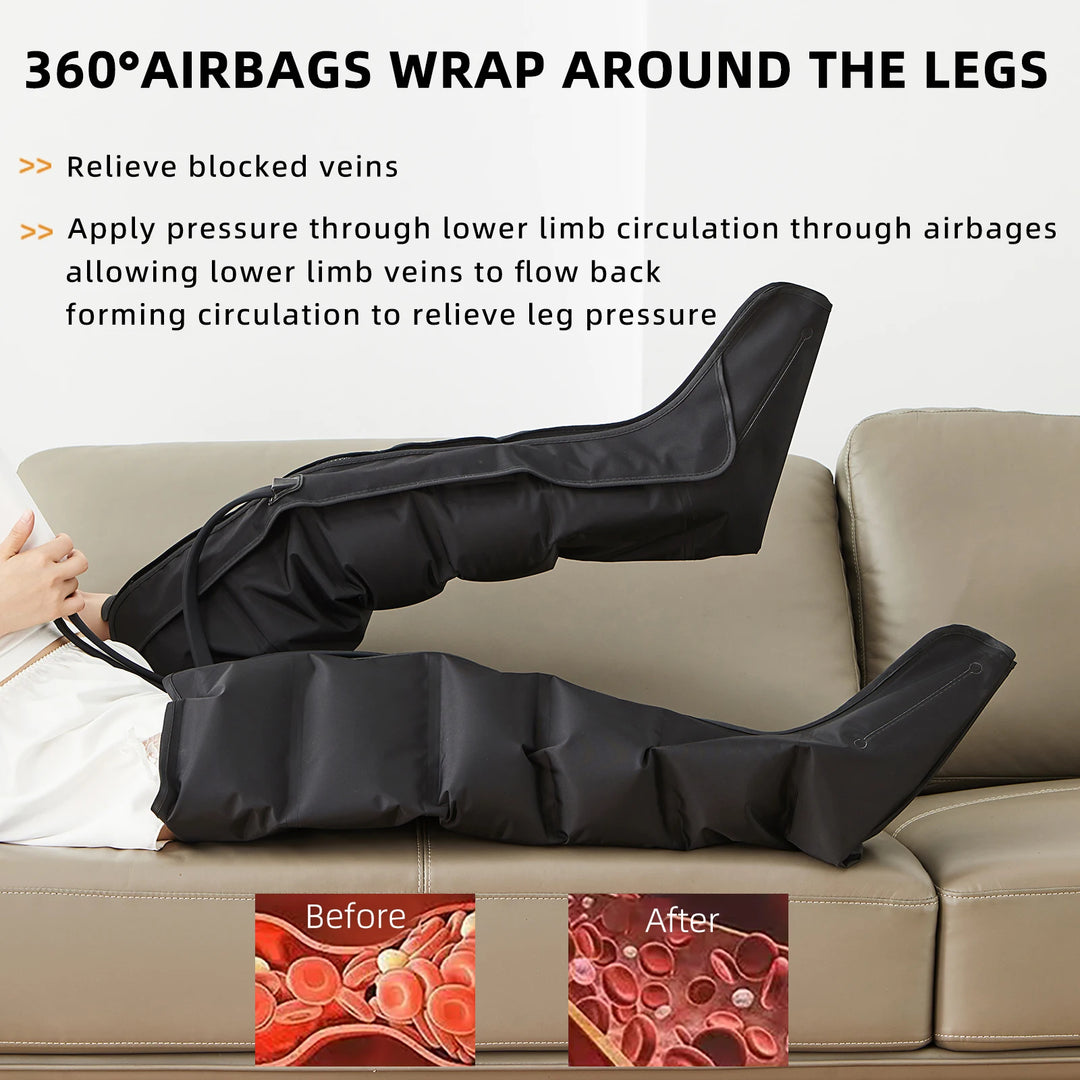 Premium Airwave Compression Leg Massager – Full Leg Air Pressure Wrap with 3 Modes and Cotton Sleeve