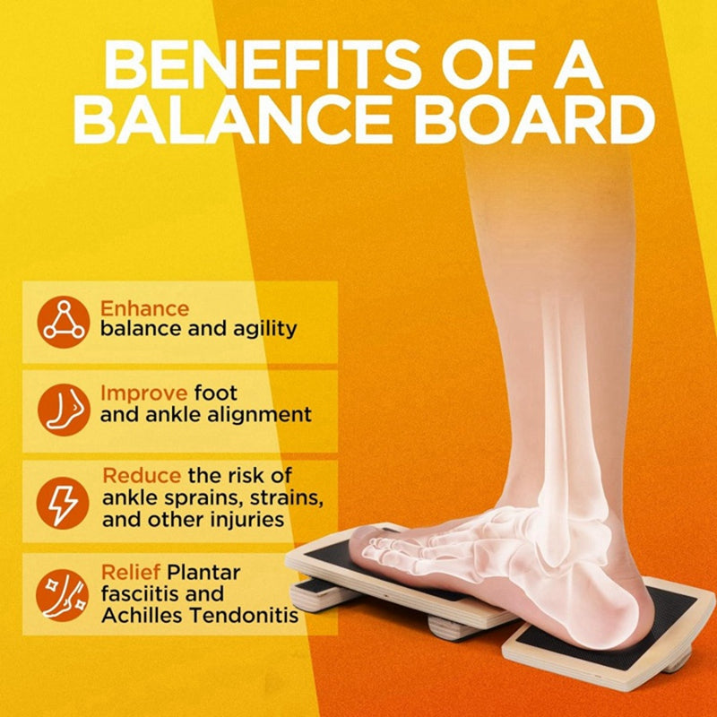 Premium Ankle Balance Board – Foot Strengthener for Pilates & Stability Training, Relieves Plantar Fasciitis, Improves Balance & Posture, Wood Design for Ankle Sprain Rehab, 30cm x 10.8cm