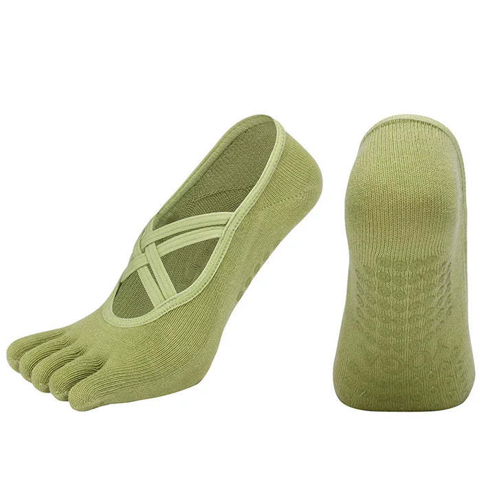 Premium Anti Slip Pilates Socks for Women – Five Toe Silicone Grip Yoga and Fitness Cotton Socks